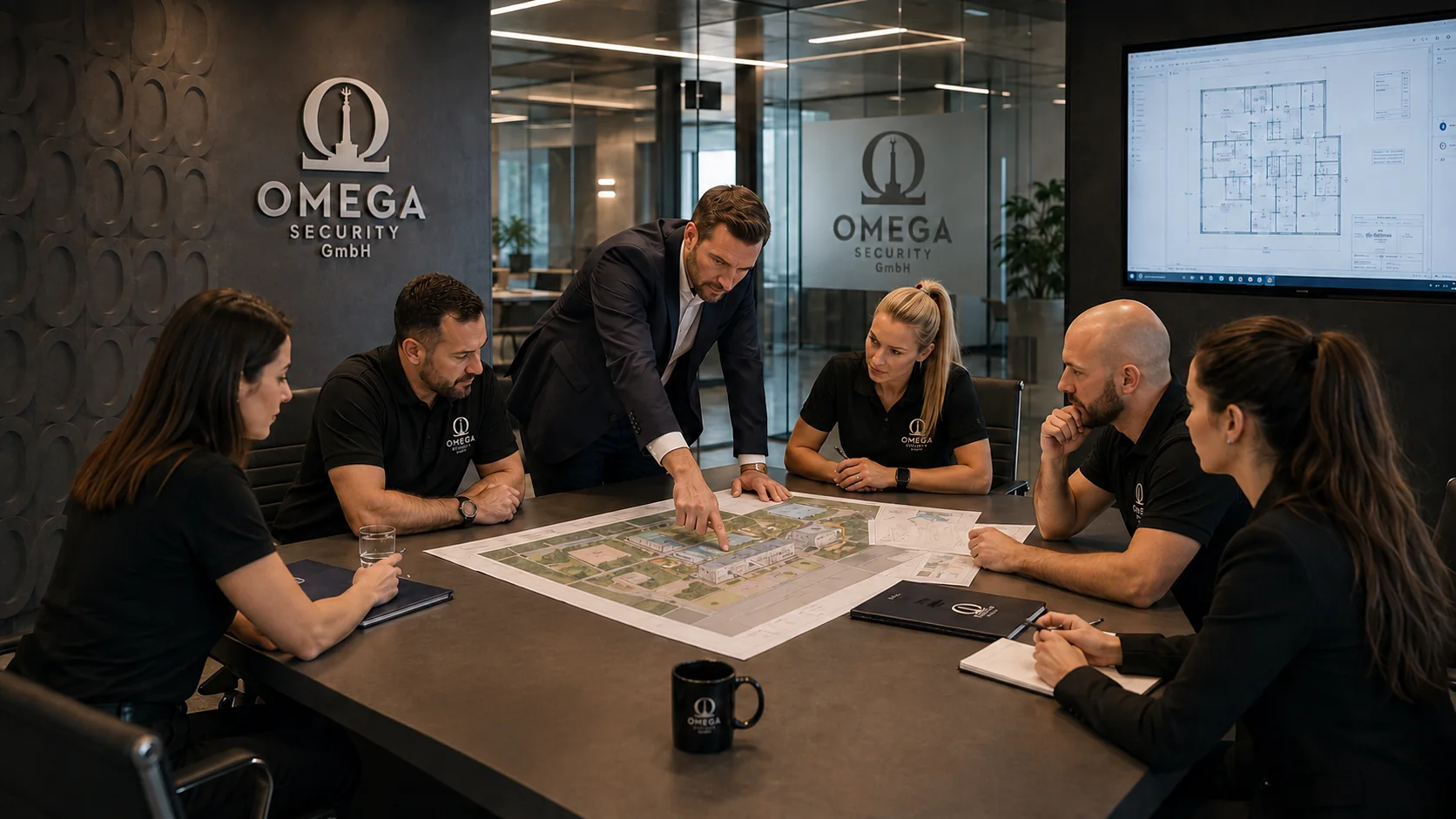 Team von Omega Security bei der gemeinsamen Einsatzplanung
