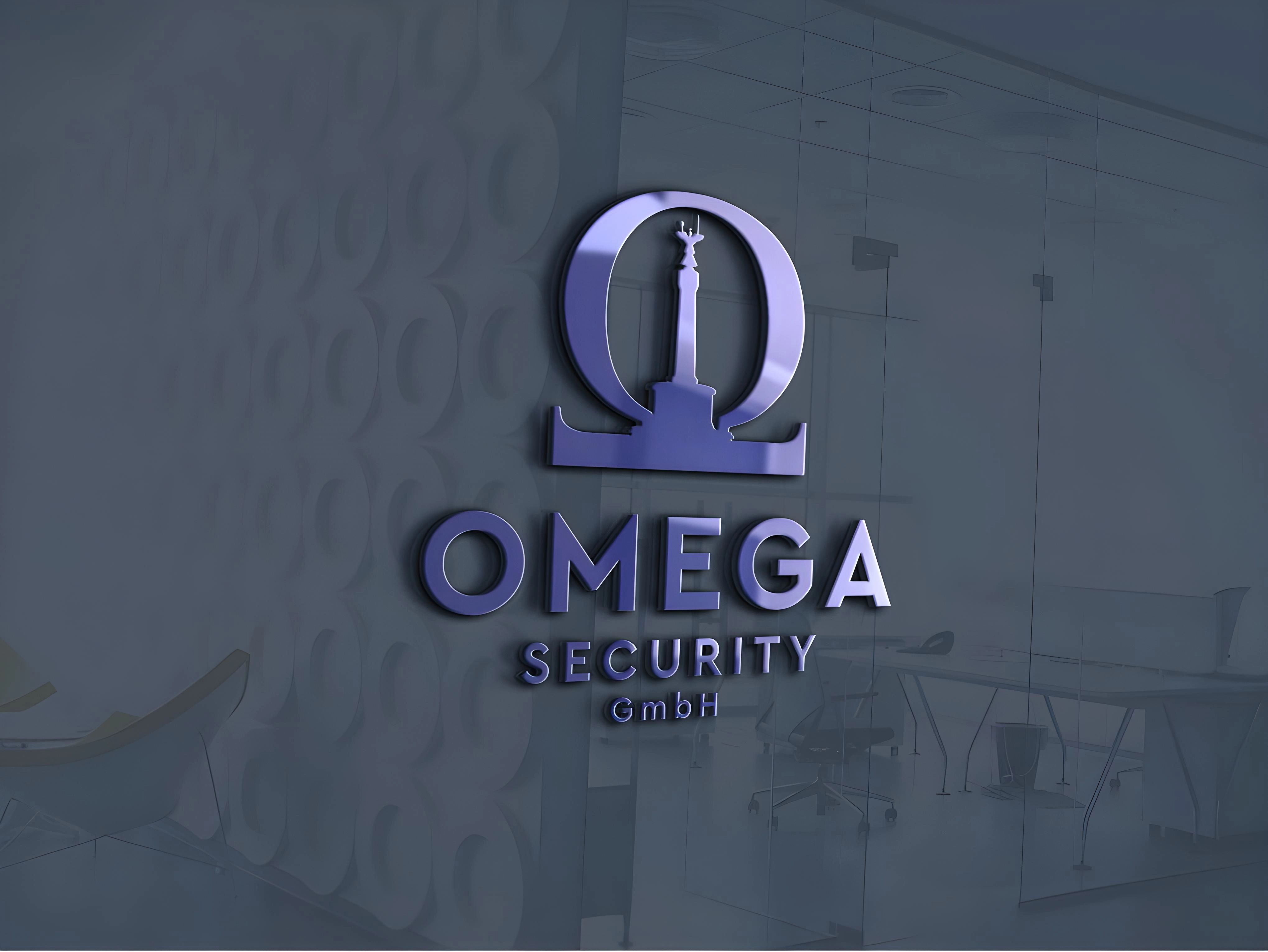 Omega Security GmbH Logo im Büro – Professionelle Sicherheitsdienste in Berlin